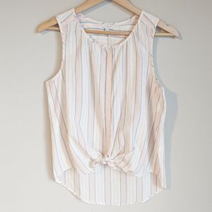 Lucky Brand Sleeveless Button Down Tie Bottom Top